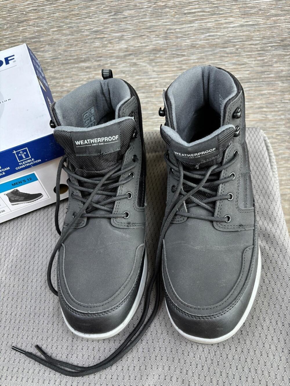 Weatherproof Men's Jenkins Boots Size 12M Black Memory Foam NEW